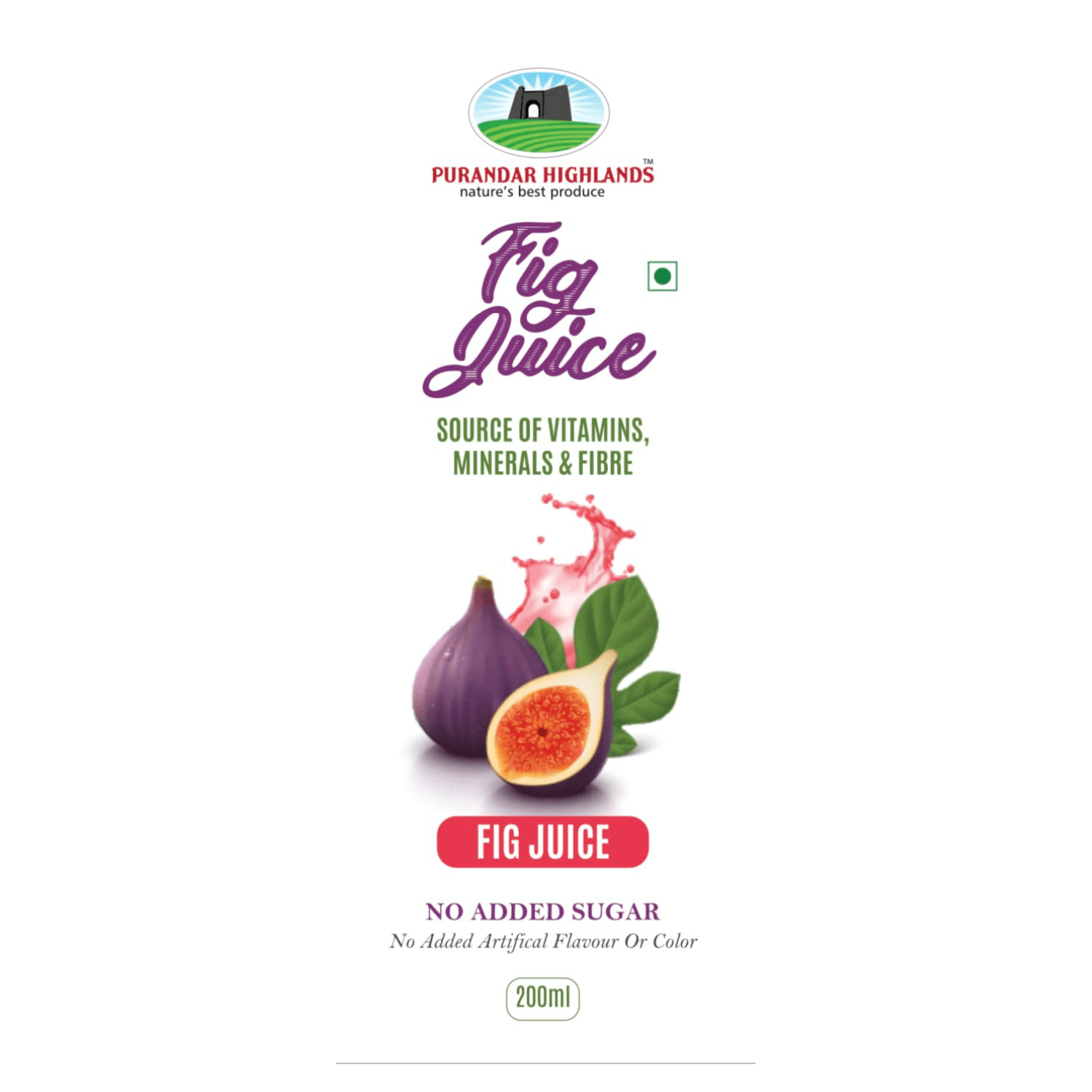 Buy Purandar HighlandsFig (ANJEER) Fruit Juice (Pack of 6 Bottles